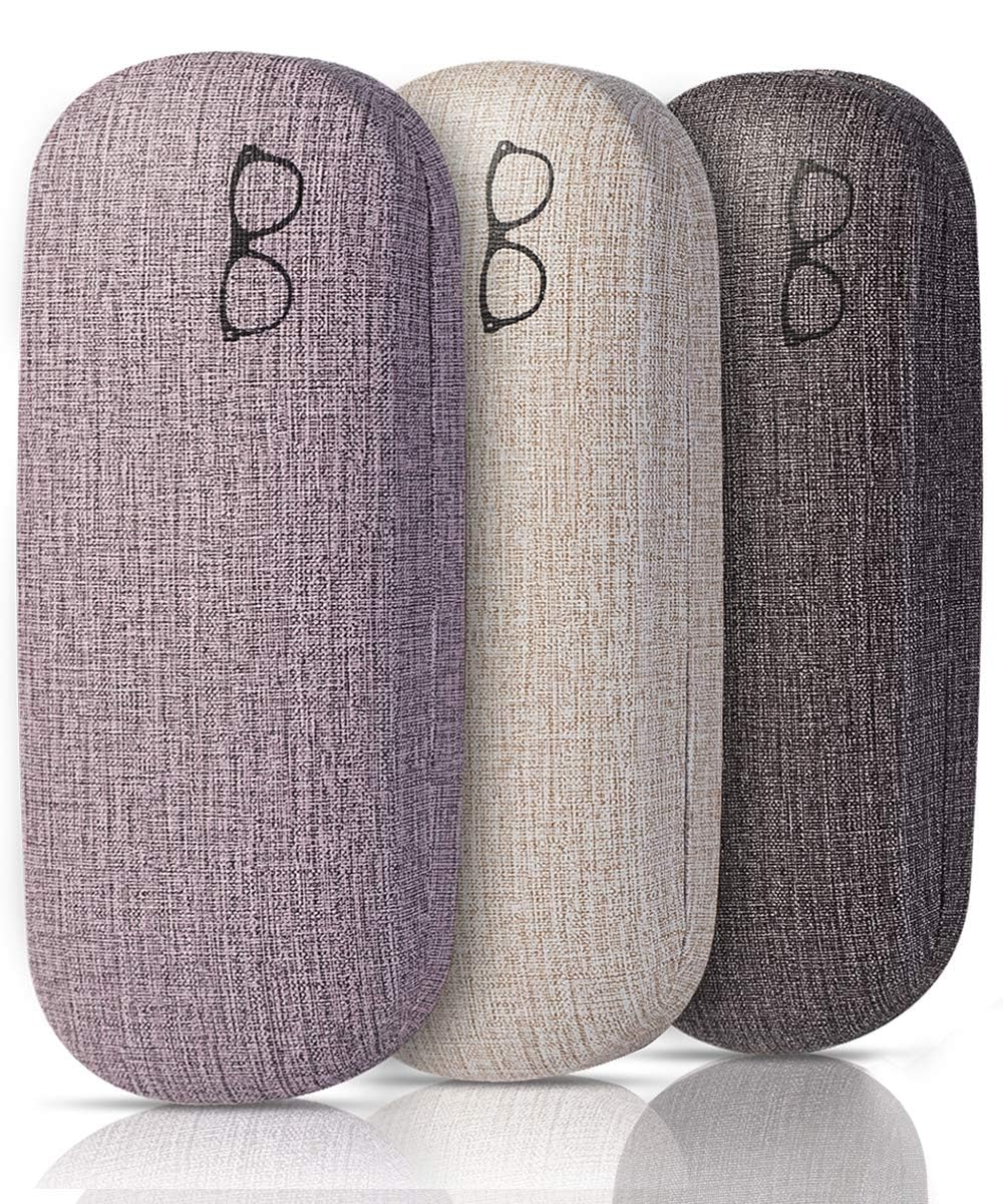 RONHAN Hard Shell Clamshell Eyeglasses Case, 3 Piece Unisex Portable Glasses Protection Case
